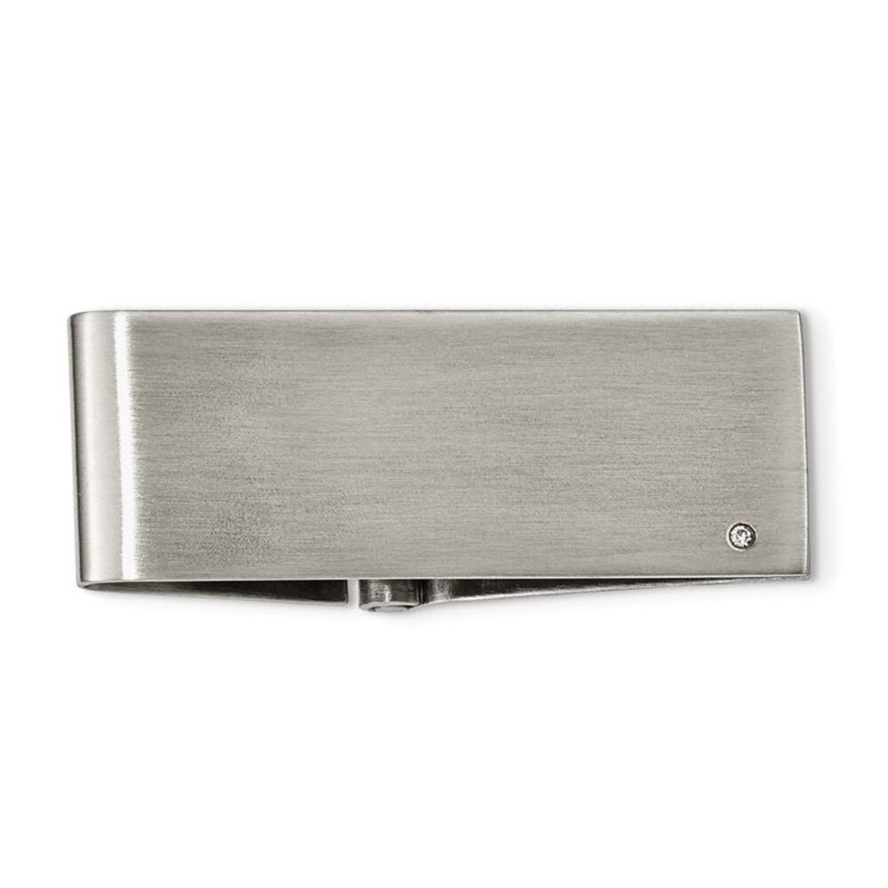 Men's Stainless Steel and Diamond Accent Money Clip